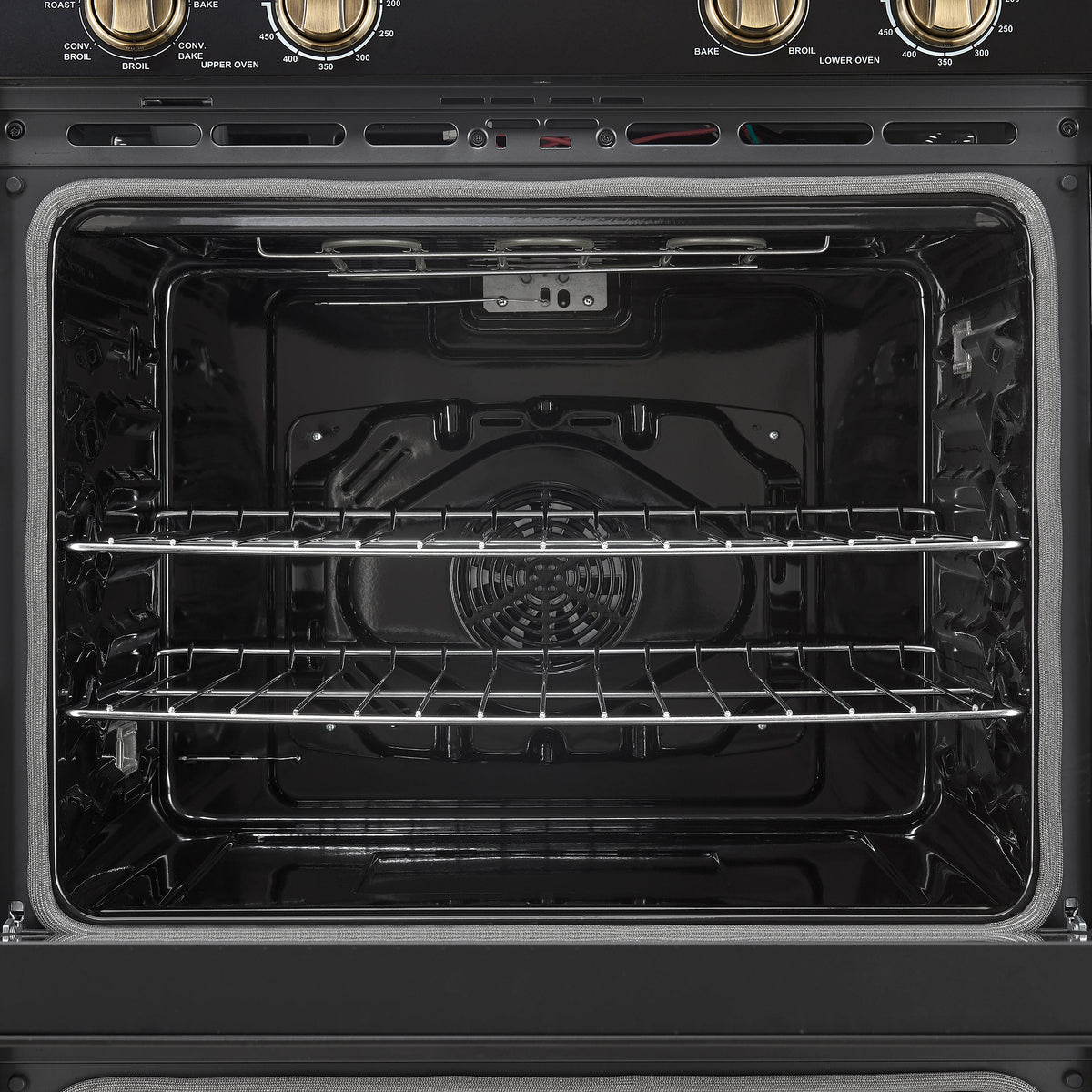 Forno Espresso Vomero 30-Inch Electric Double Wall Oven, 10.0 cu. ft., Black with Antique Brass Accents (Model FBOEL1324-30BLK)