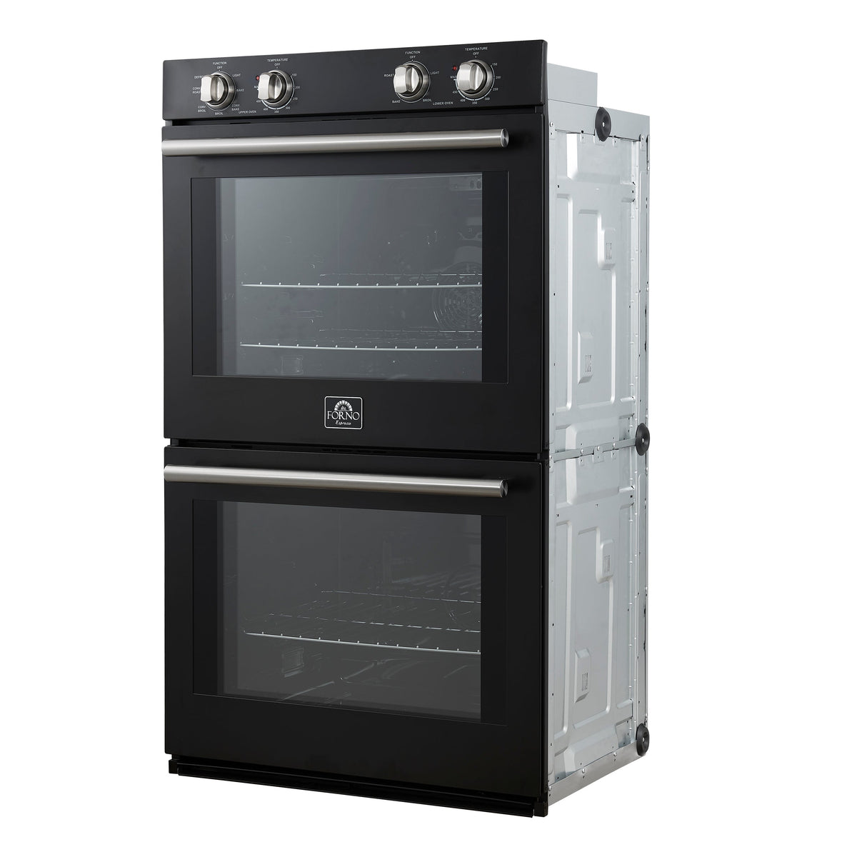 FORNO Espresso Vomero 30-Inch Electric Double Wall Oven, 10 Cu. Ft., Black with Stainless Steel Accents (FBOEL1324-30BLK)