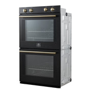 Forno Espresso Vomero 30-Inch Electric Double Wall Oven, 10.0 cu. ft., Black with Antique Brass Accents (Model FBOEL1324-30BLK)