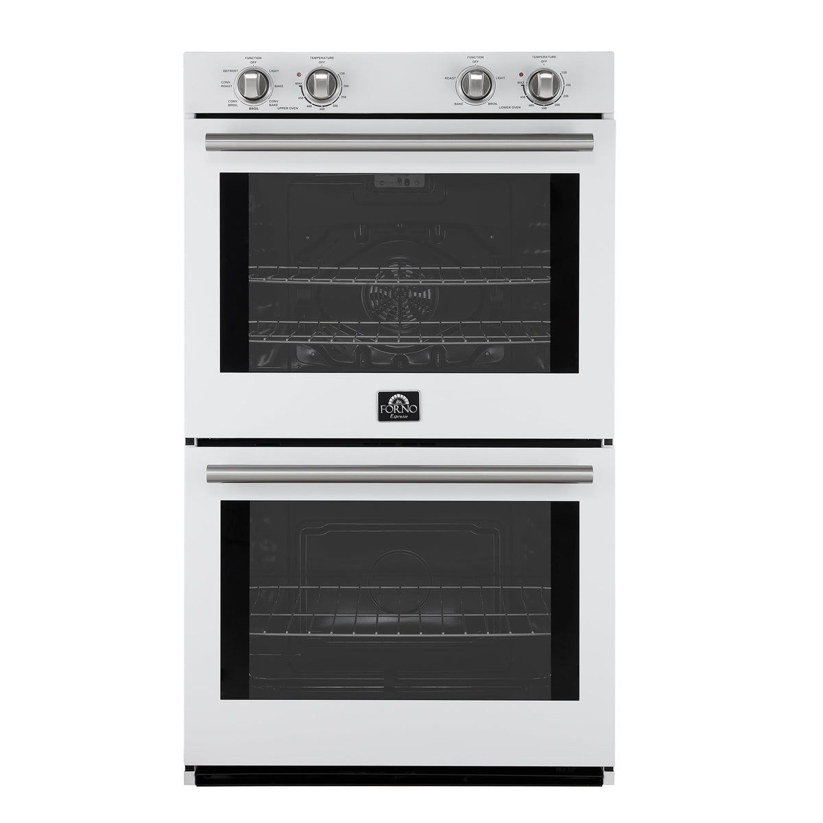 FORNO Espresso Vomero 30-Inch Electric Double Wall Oven, 10.0 cu. ft., White with Stainless Steel Accents (FBOEL1324-30WHT)
