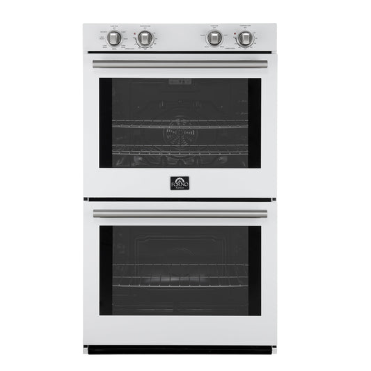 FORNO Espresso Vomero 30-Inch Electric Double Wall Oven, 10.0 cu. ft., White with Stainless Steel Accents (FBOEL1324-30WHT)