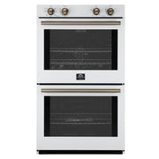 FORNO Espresso Vomero 30-Inch Electric Double Wall Oven, 10.0 cu. ft., White with Antique Brass Accents (FBOEL1324-30WHT)