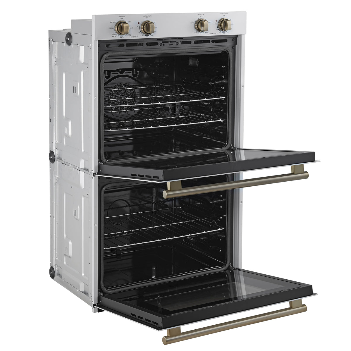 FORNO Espresso Vomero 30-Inch Electric Double Wall Oven, 10.0 cu. ft., White with Antique Brass Accents (FBOEL1324-30WHT)