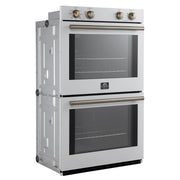 FORNO Espresso Vomero 30-Inch Electric Double Wall Oven, 10.0 cu. ft., White with Antique Brass Accents (FBOEL1324-30WHT)