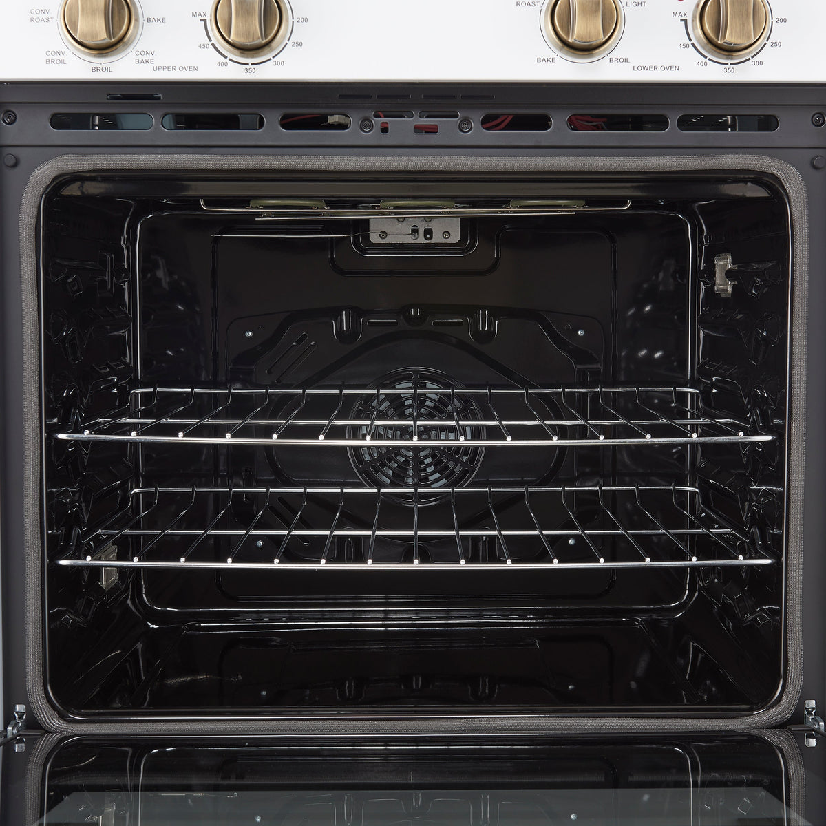 FORNO Espresso Vomero 30-Inch Electric Double Wall Oven, 10.0 cu. ft., White with Antique Brass Accents (FBOEL1324-30WHT)