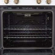 FORNO Espresso Vomero 30-Inch Electric Double Wall Oven, 10.0 cu. ft., White with Antique Brass Accents (FBOEL1324-30WHT)