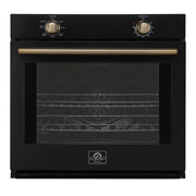 Forno Espresso Vomero 30-Inch Electric Single Wall Oven, 5.0 cu. ft., Black with Antique Brass Accents (Model FBOEL1370-30BLK)