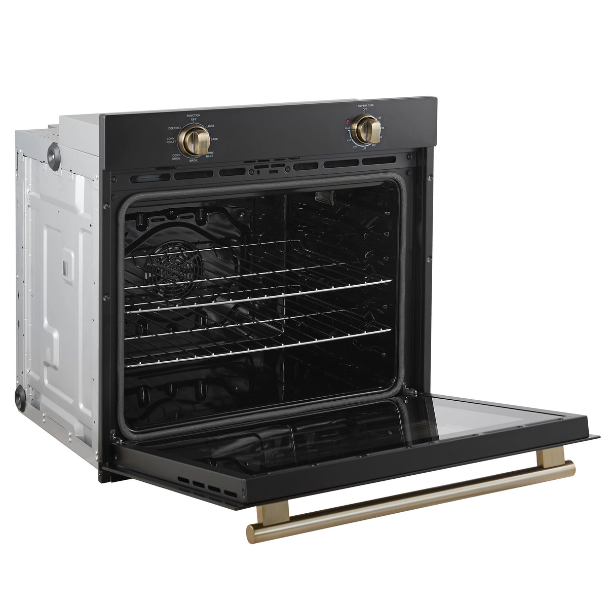 Forno Espresso Vomero 30-Inch Electric Single Wall Oven, 5.0 cu. ft., Black with Antique Brass Accents (Model FBOEL1370-30BLK)