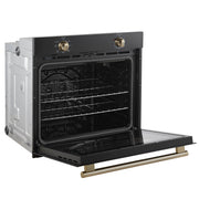 Forno Espresso Vomero 30-Inch Electric Single Wall Oven, 5.0 cu. ft., Black with Antique Brass Accents (Model FBOEL1370-30BLK)