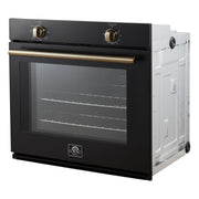Forno Espresso Vomero 30-Inch Electric Single Wall Oven, 5.0 cu. ft., Black with Antique Brass Accents (Model FBOEL1370-30BLK)