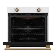 Forno Espresso Vomero 30-Inch Electric Single Wall Oven, 5.0 cu. ft., White with Antique Brass Accents (Model FBOEL1370-30WHT)
