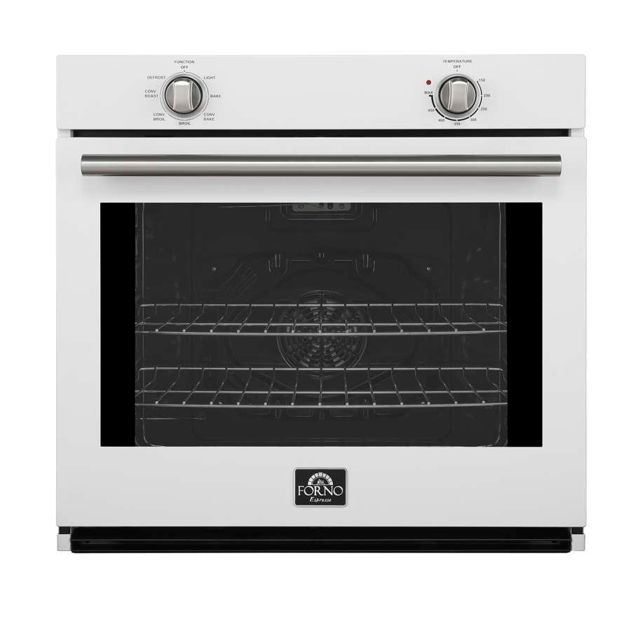 FORNO Espresso Vomero 30-Inch Electric Single Wall Oven, 5.0 Cu. Ft., White with Stainless Steel Accents (FBOEL1370-30WHT)
