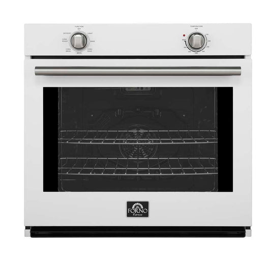 FORNO Espresso Vomero 30-Inch Electric Single Wall Oven, 5.0 Cu. Ft., White with Stainless Steel Accents (FBOEL1370-30WHT)