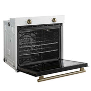 Forno Espresso Vomero 30-Inch Electric Single Wall Oven, 5.0 cu. ft., White with Antique Brass Accents (Model FBOEL1370-30WHT)