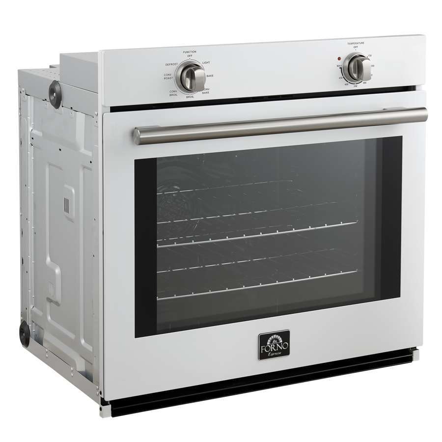 FORNO Espresso Vomero 30-Inch Electric Single Wall Oven, 5.0 Cu. Ft., White with Stainless Steel Accents (FBOEL1370-30WHT)