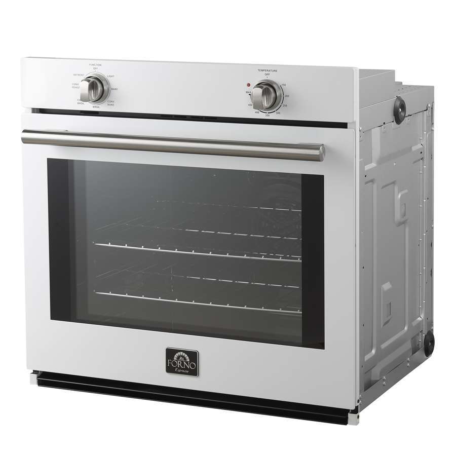 FORNO Espresso Vomero 30-Inch Electric Single Wall Oven, 5.0 Cu. Ft., White with Stainless Steel Accents (FBOEL1370-30WHT)