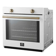 Forno Espresso Vomero 30-Inch Electric Single Wall Oven, 5.0 cu. ft., White with Antique Brass Accents (Model FBOEL1370-30WHT)