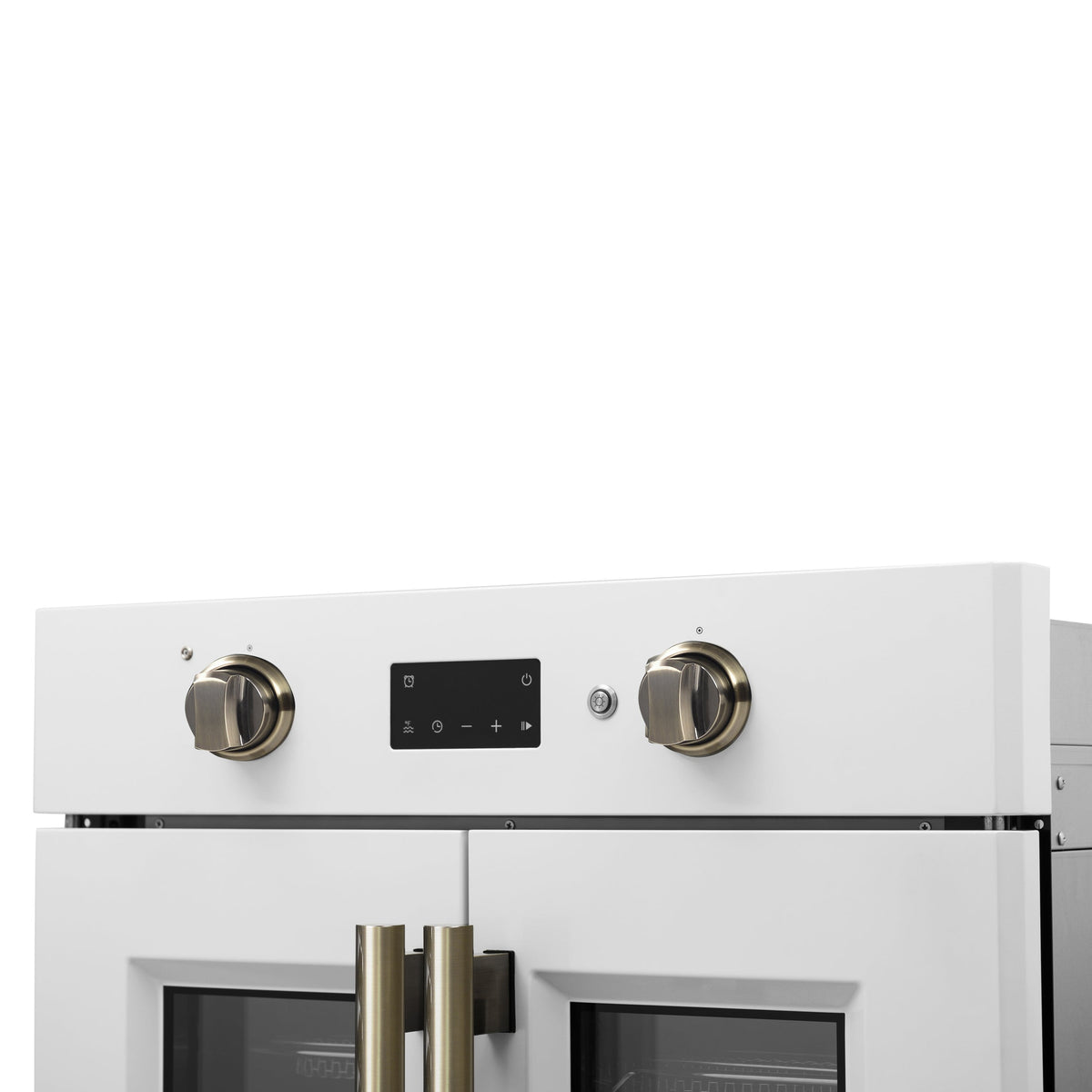 FORNO Asti 30-Inch Electric Wall Oven, 3.58 cu ft, French Door, Air Fry, Sous Vide, Self-Clean, White with Antique Brass Accents (FBOEL1333-30WHT)