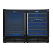 FORNO Gemello 48-Inch Side-by-Side Wine & Beverage Cooler, Black, Antique Brass Handles (Model FWCDR6699-48BLK)