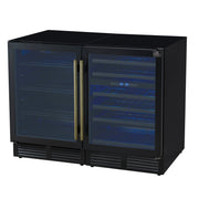 FORNO Gemello 48-Inch Side-by-Side Wine & Beverage Cooler, Black, Antique Brass Handles (Model FWCDR6699-48BLK)