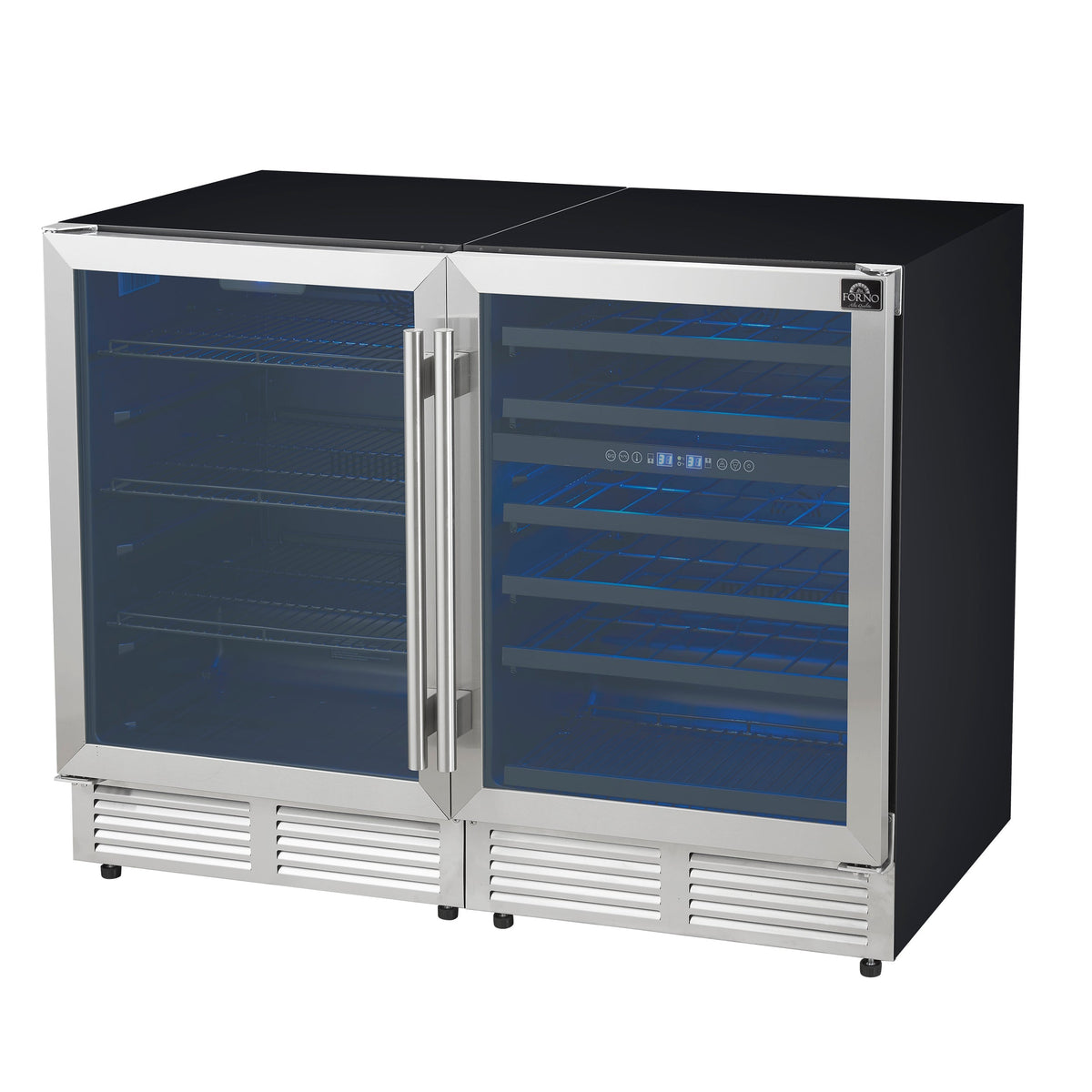 Forno Gemello 48-Inch Side-by-Side Wine and Beverage Cooler, Stainless Steel (FWCDR6699-48S)