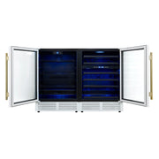 FORNO Gemello 48-Inch Side-by-Side Wine & Beverage Cooler, White with Antique Brass Handles (FWCDR6699-48WHT)
