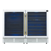 FORNO Gemello 48-Inch Side-by-Side Wine & Beverage Cooler, White with Antique Brass Handles (FWCDR6699-48WHT)