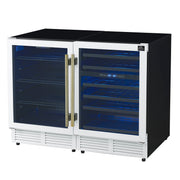 FORNO Gemello 48-Inch Side-by-Side Wine & Beverage Cooler, White with Antique Brass Handles (FWCDR6699-48WHT)