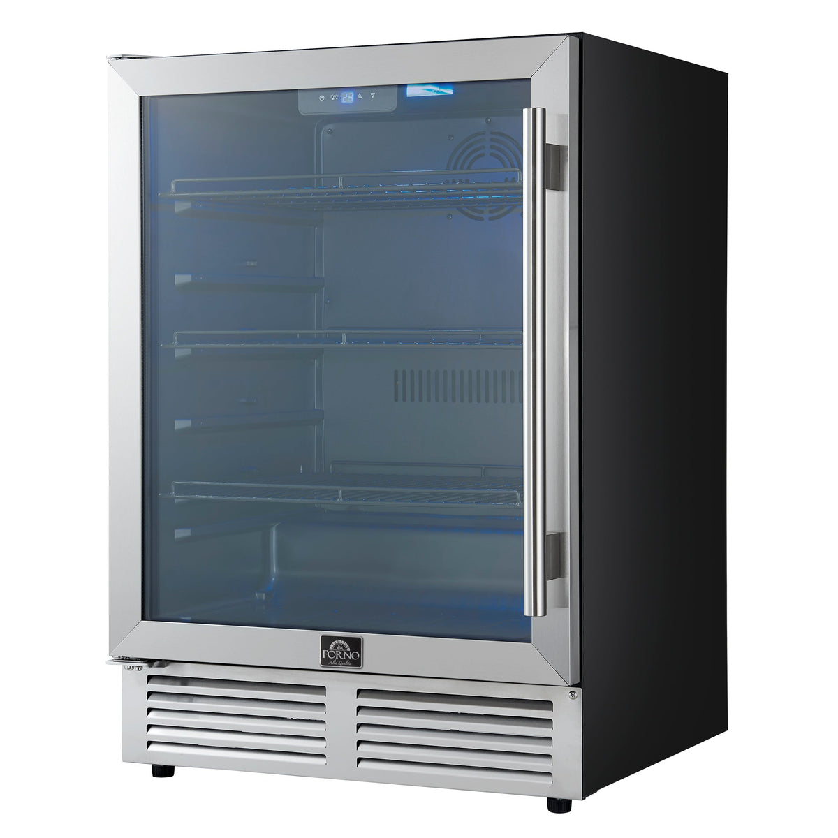 Forno Frescolino 24-Inch Beverage Cooler Refrigerator, 188-Can Capacity, Triple-Layer Glass Door, LED Interior Light, Stainless Steel (FWCDR6665-24S)