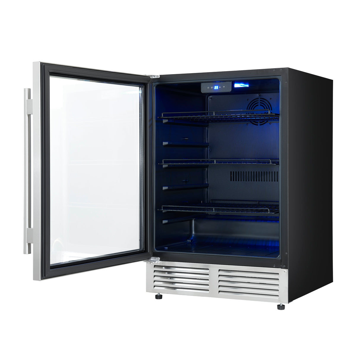 Forno Frescolino 24-Inch Beverage Cooler Refrigerator, 188-Can Capacity, Triple-Layer Glass Door, LED Interior Light, Stainless Steel (FWCDR6665-24S)