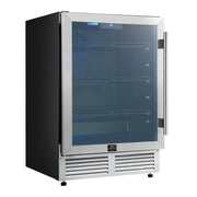 Forno Frescolino 24-Inch Beverage Cooler Refrigerator, 188-Can Capacity, Triple-Layer Glass Door, LED Interior Light, Stainless Steel (FWCDR6665-24S)