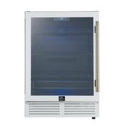 Forno Frescolino 24-Inch Beverage Cooler, 188-Can Capacity, Triple-Glass Door, LED Lighting, White with Antique Brass Accents (Model FWCDR6665-24WHT)