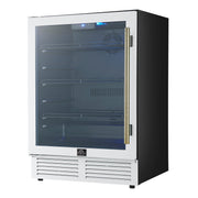 Forno Frescolino 24-Inch Beverage Cooler, 188-Can Capacity, Triple-Glass Door, LED Lighting, White with Antique Brass Accents (Model FWCDR6665-24WHT)
