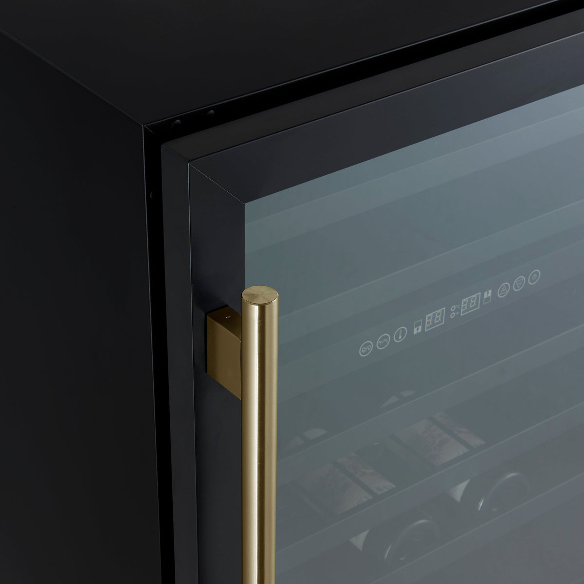 FORNO Bacchino 24-Inch Dual Zone Wine Cooler, 51-Bottle Capacity, Triple-Glass Door, Black with Antique Brass Accents (FWCDR6634-24KBLK)