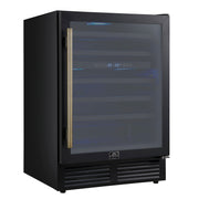 FORNO Bacchino 24-Inch Dual Zone Wine Cooler, 51-Bottle Capacity, Triple-Glass Door, Black with Antique Brass Accents (FWCDR6634-24KBLK)