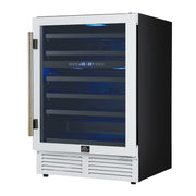 FORNO Bacchino 24-Inch Dual Zone Wine Cooler, 51-Bottle Capacity, Triple-Glass Door, LED Interior Lighting, White with Antique Brass Accents (FWCDR6634-24WHT)