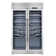 FORNO Abruzzo 48-Inch Dual Zone Wine Cooler, 24 cu.ft., 102-Bottle Capacity, Black Shelves with Green Acrylic Holders (FWCDR6610-48S)