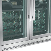 FORNO Abruzzo 48-Inch Dual Zone Wine Cooler, 24 cu.ft., 102-Bottle Capacity, Black Shelves with Green Acrylic Holders (FWCDR6610-48S)