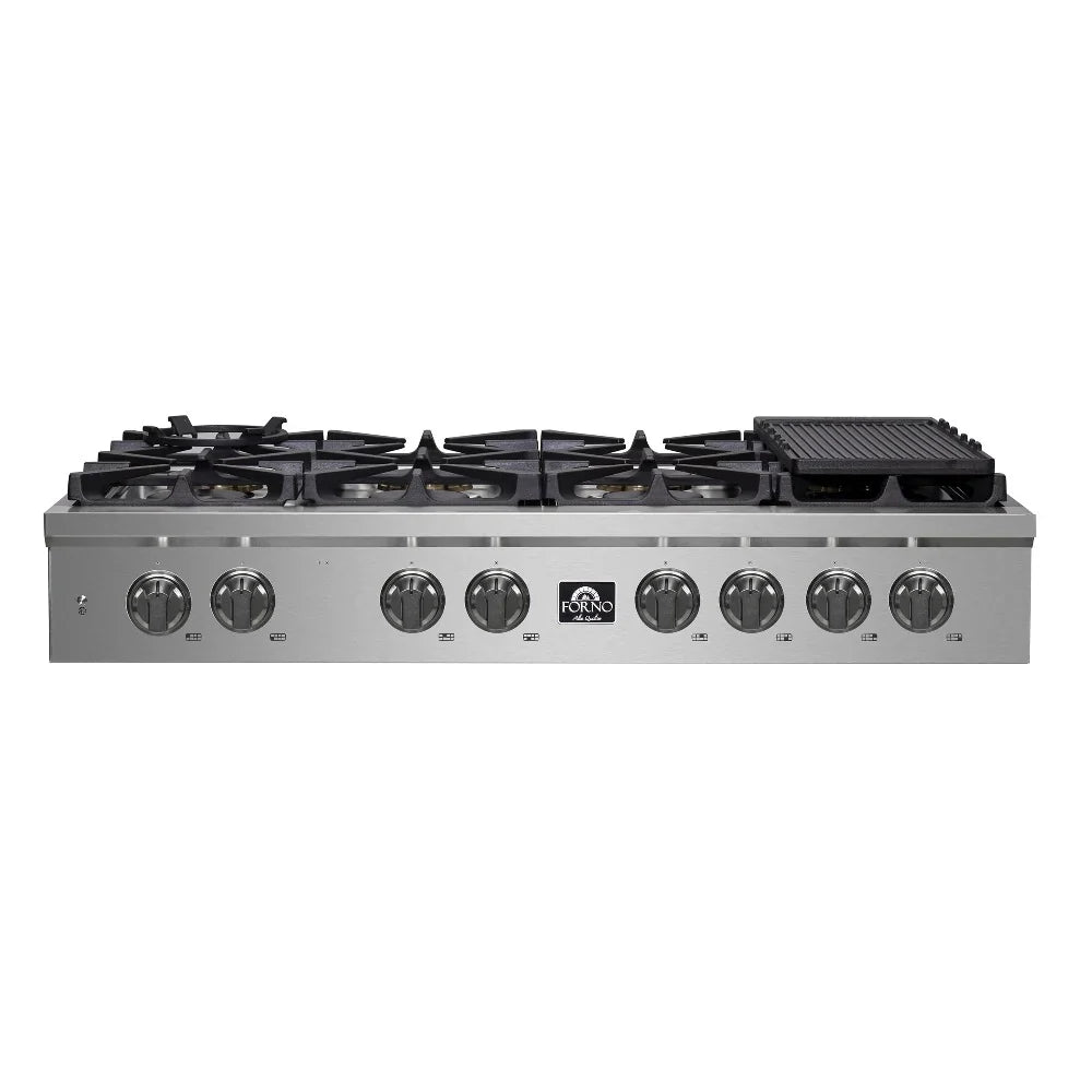 Forno Spezia 48-Inch 8-Burner Gas Rangetop with Griddle and Wok Ring, Stainless Steel (FCTGS5751-48)