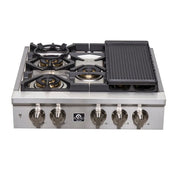 Forno Spezia 30-Inch Gas Rangetop with 5 Burners, Wok Ring and Griddle, Stainless Steel (Model FCTGS5751-30)