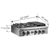 Forno Spezia 30-Inch Gas Rangetop with 5 Burners, Wok Ring and Griddle, Stainless Steel (Model FCTGS5751-30)