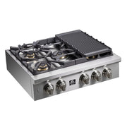 Forno Spezia 30-Inch Gas Rangetop with 5 Burners, Wok Ring and Griddle, Stainless Steel (Model FCTGS5751-30)