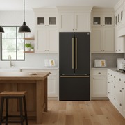 Forno Gallipoli 30-Inch Refrigerator with Ice Maker, 17.5 Cu. Ft., Black with Antique Brass Handles (Model FFFFD1974-31BLK)