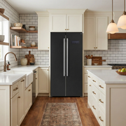 FORNO Salerno 33-Inch French Door Refrigerator, 15.6 Cu. Ft., Black with Stainless Steel Handles (Model FFRBI1805-33BLK)