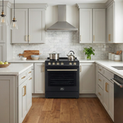 Forno Espresso Leonardo 30 in. 5.0 cu. ft. Freestanding Electric Range in Black with Antique Brass Handles (Model FFSEL6012-30BLK)