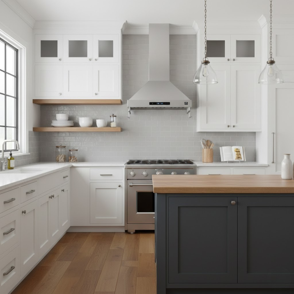 Forno Venezia 36-Inch Wall-Mounted Ducted Range Hood, 370 CFM, Stainless Steel, Touch Controls, LED Lighting (Model FRHWM5503-36)