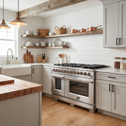 FORNO Capriasca 48 in. Freestanding Dual Fuel Range, 6.58 cu. ft., 8 Sealed Burners, Stainless Steel (Model FFSGS6187-48)