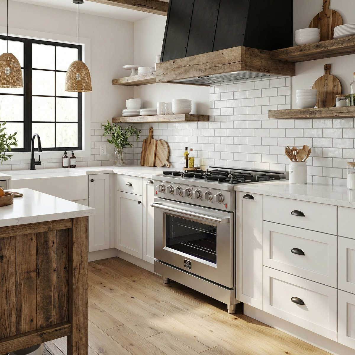 FORNO Massimo 36 in. Freestanding Gas Range, 5.36 cu. ft. Oven, 6 Sealed Burners, Stainless Steel (Model FFSGS6239-36)