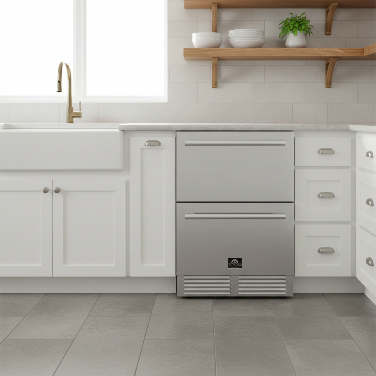 FORNO Como 24-Inch Indoor/Outdoor Drawer Refrigerator, 4.87 Cu. Ft., Stainless Steel (FDROD1611-24S)