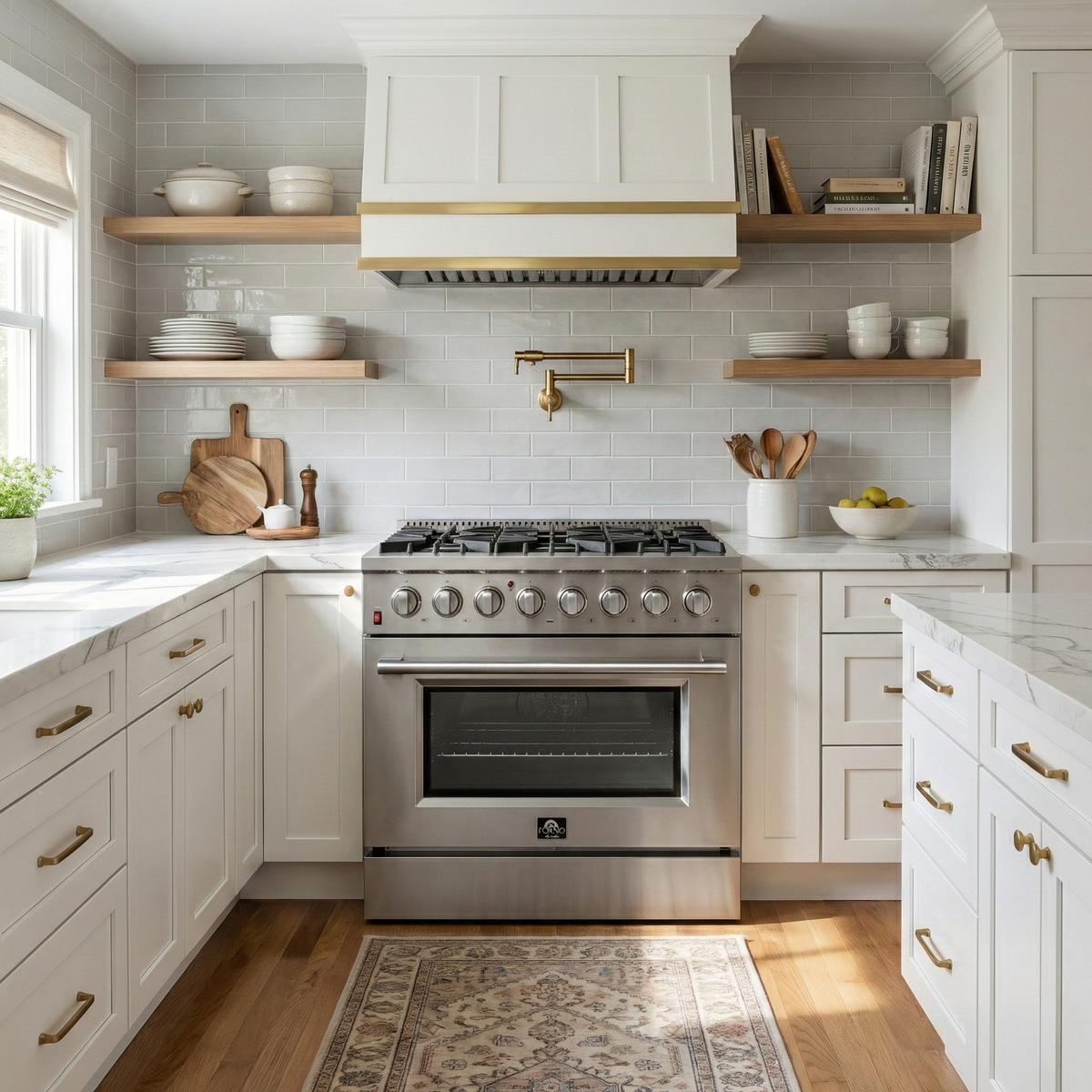 FORNO Galiano 36 in. Dual Fuel Freestanding Range, 5.36 cu. ft. Oven, 6 Sealed Gas Burners, Stainless Steel (Model FFSGS6156-36)